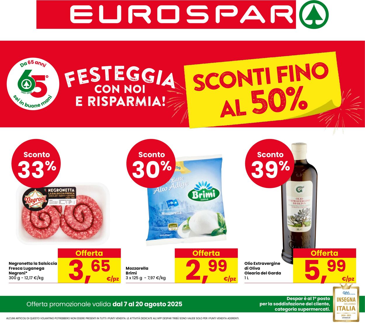Volantino Eurospar 07.08.2025 - 20.08.2025