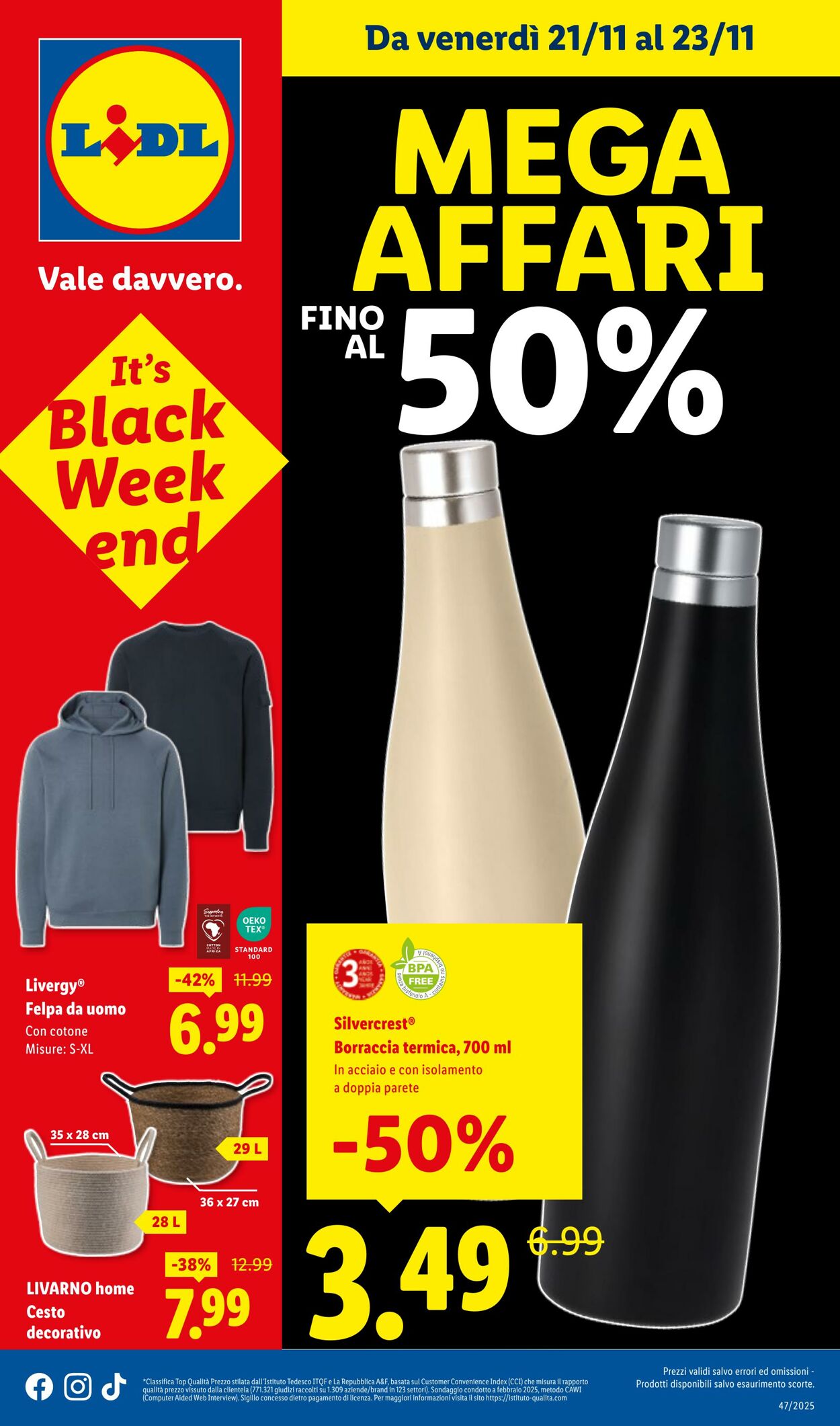 Volantino Lidl - MEGA AFFARI FINO AL 50% - Da Venerdì 21/11 al 23/11 | Lidl Italia - lidl.it 20 ott, 2026 - 11 nov, 2027