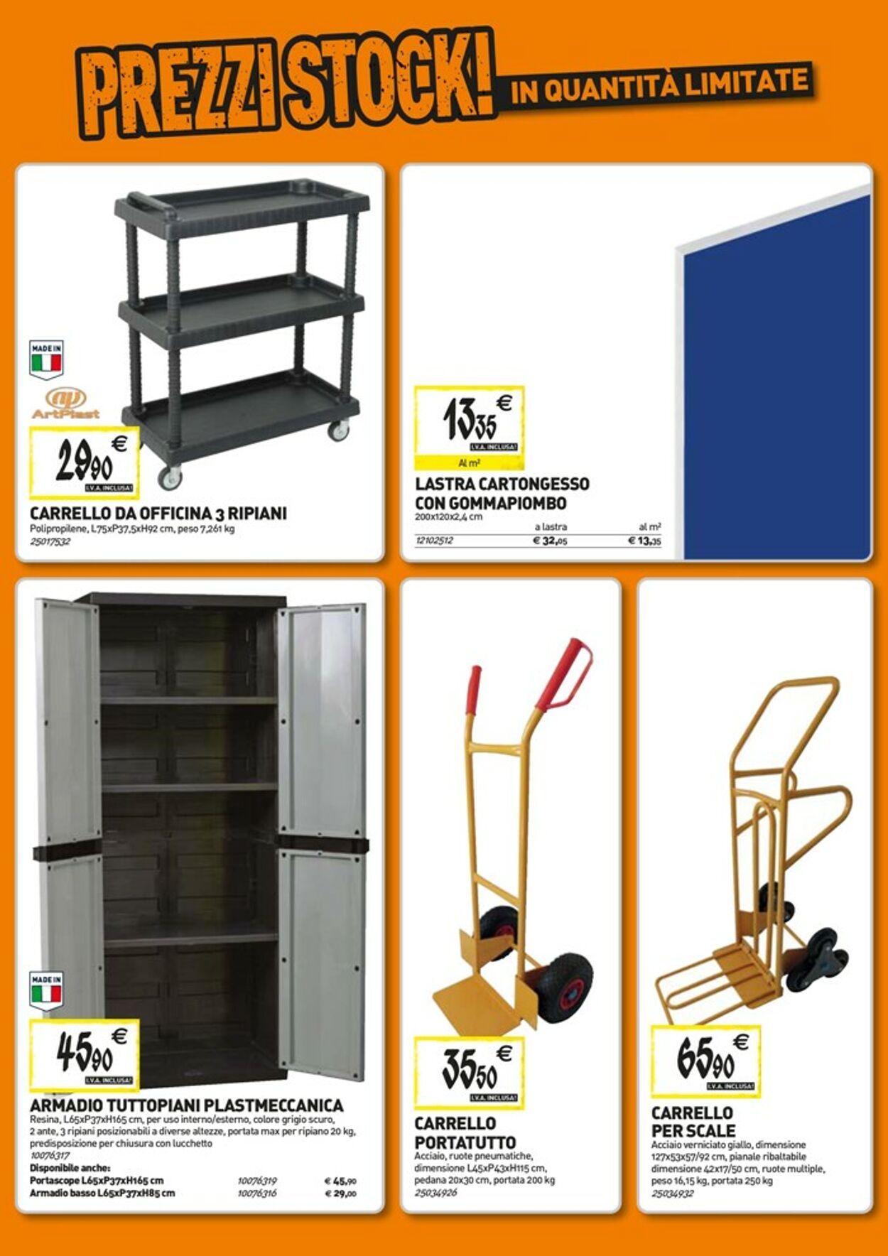 CARRELLO PER SCALE IN ACCIAIO PORTATA 250 kg 127x53x57/92 cm