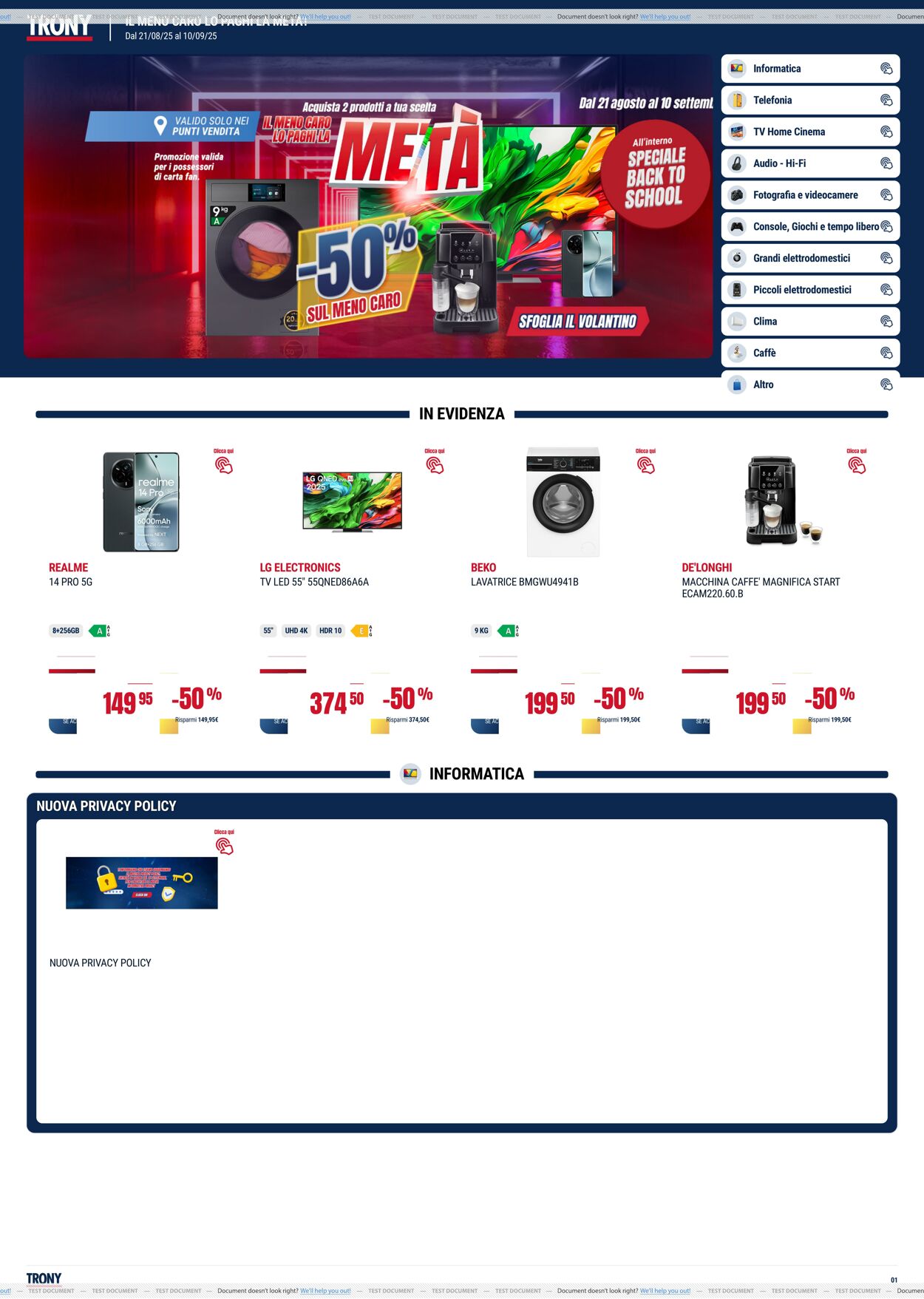 Volantino Trony 21.08.2025 - 10.09.2025